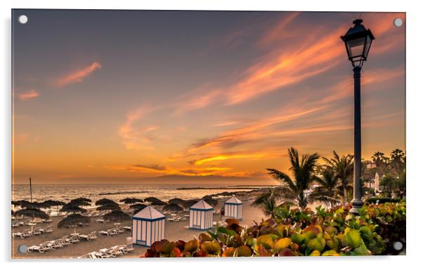 Costa Adeje Sunset at the beach Acrylic by Naylor's Photography