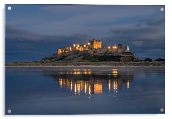 Twilight at beautiful Bamburgh Castle  Acrylic by Naylor's Photography