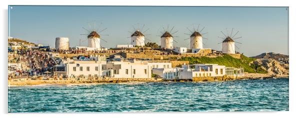 Mykonos windmills in high definition Acrylic by Naylor's Photography