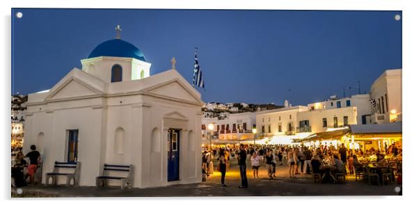 Mykonos at night Acrylic by Naylor's Photography