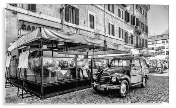 Car and Restaurant Italy - Mono Acrylic by Naylor's Photography