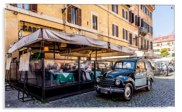Car and Restaurant Italy  Acrylic by Naylor's Photography