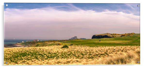 Bamburgh Golf Course Panoramic Acrylic by Naylor's Photography
