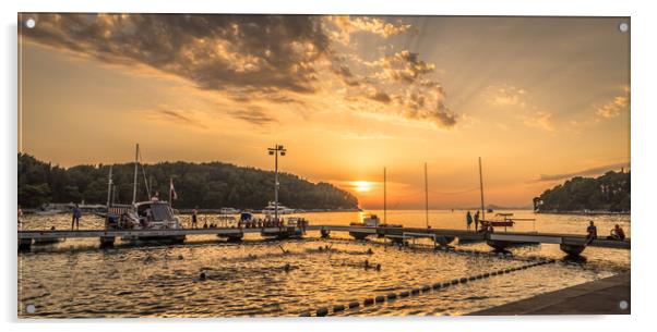 Water polo sunset in Cavtat Acrylic by Naylor's Photography