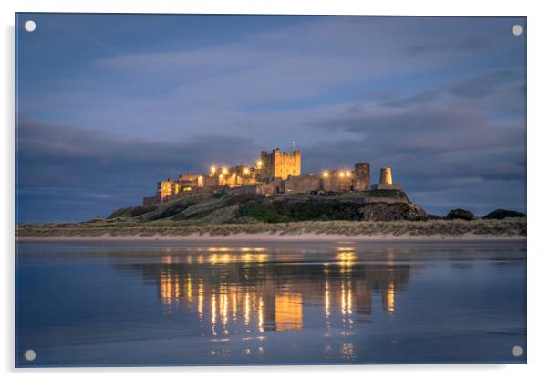 Bamburgh Castle Blue Hour Acrylic by Naylor's Photography