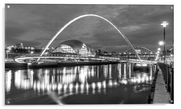 Newcastle quayside evening in mono Acrylic by Naylor's Photography