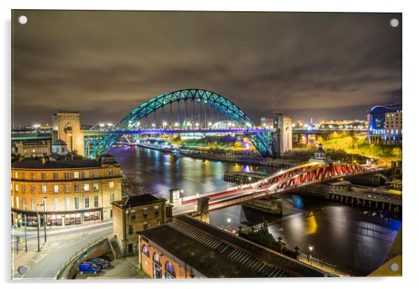 Newcastle upon Tyne Bridges Acrylic by Les Hopkinson
