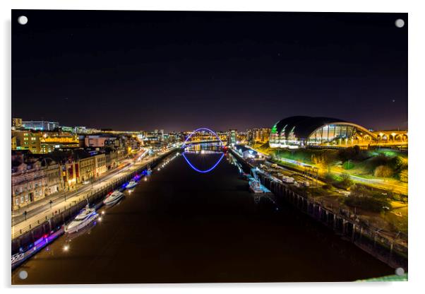 Tyne River reflections Acrylic by Les Hopkinson