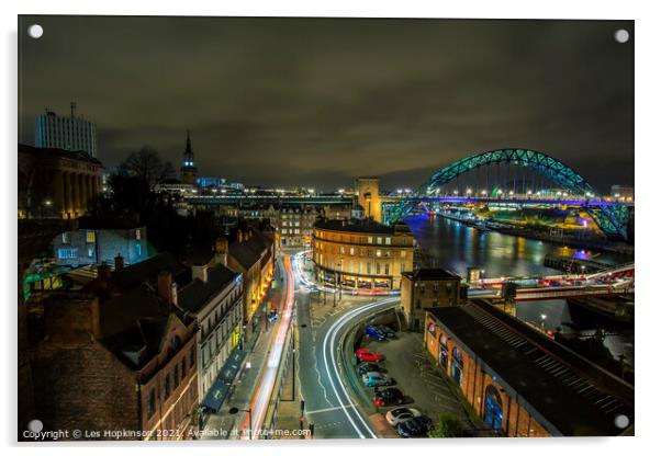 Newcastle Upon Tyne at rush hour Acrylic by Les Hopkinson