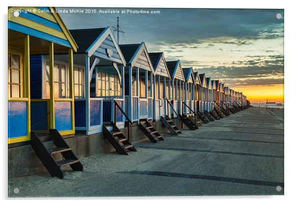 Beach Huts, Southwold at Sunrise 1 Acrylic by Colin & Linda McKie