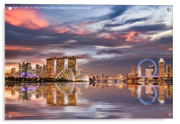 Singapore Skyline Acrylic by Colin & Linda McKie
