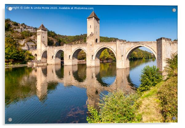 Pont Valentre and River Lot Acrylic by Colin & Linda McKie