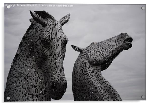 The Kelpies  Acrylic by James Wood