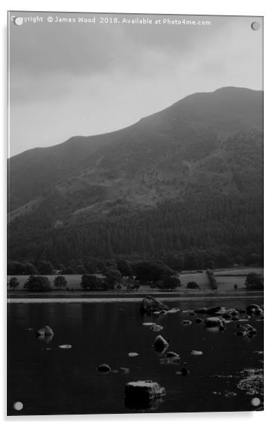 Bassenthwaite in black and white Acrylic by James Wood