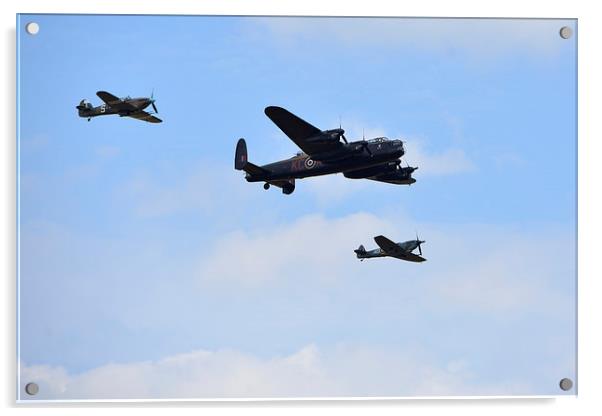 Battle of Britain - Lancaster, Hurricane, Spitfire Acrylic by Ann McGrath