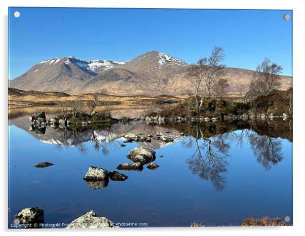 Black  Mount and Loch Tulla reflection  , summer in the Highlands of Scotland Acrylic by Photogold Prints