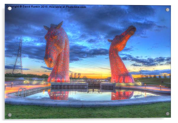 the Kelpies at sunset Acrylic by Photogold Prints