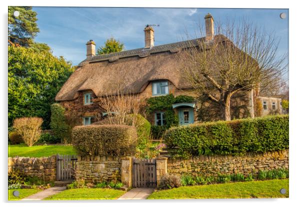 Thatched Cottage Chipping Campden Acrylic by David Ross