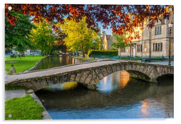 Bourton-on-the-Water Cotswolds Footbridge Acrylic by David Ross