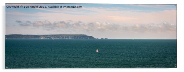 View of the Isle of Wight & The Needles from Highcliffe Beach Acrylic by Sue Knight