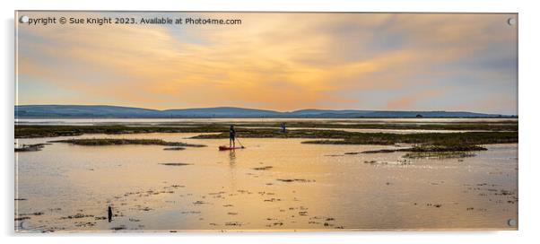 Paddle boarders at Lepe Acrylic by Sue Knight