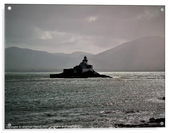 Fenit Lighthouse Acrylic by Stephen Hamer