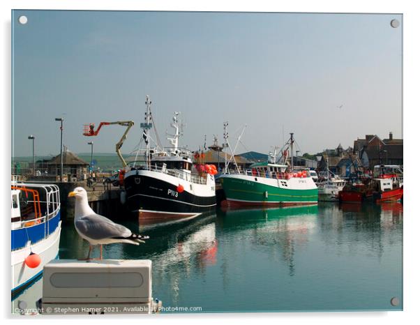 Padstow Trawlers Acrylic by Stephen Hamer