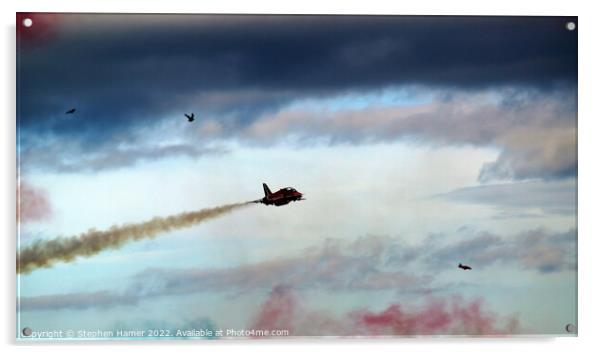 Thrilling Red Arrows Flypast Acrylic by Stephen Hamer