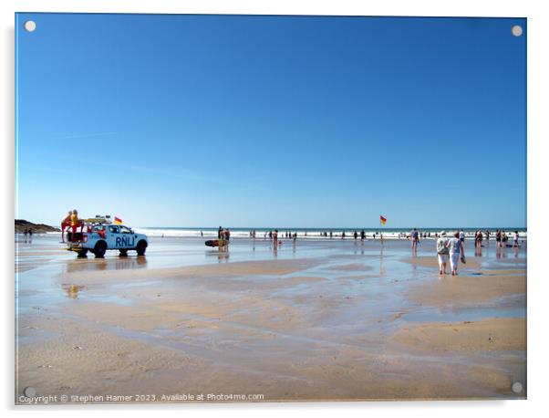RNLI on Summerleaze Beach Acrylic by Stephen Hamer