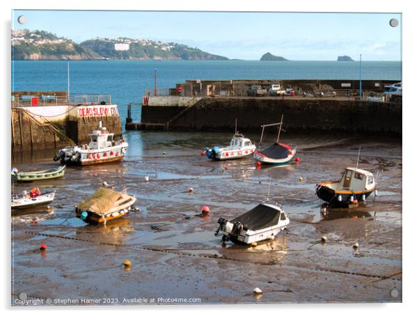 Tides Out Paignton Harbour Acrylic by Stephen Hamer