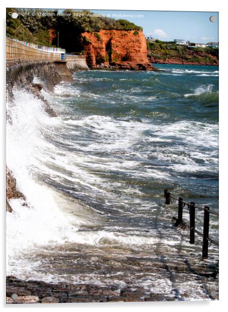 Cobbled Slipway into Sea Acrylic by Stephen Hamer