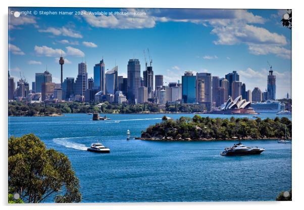 Sydney Skyline Acrylic by Stephen Hamer