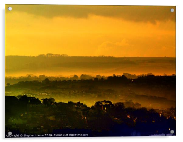 Golden Sunrise Valley Mist Acrylic by Stephen Hamer