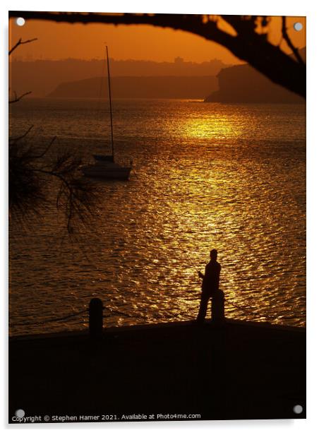 Sunset Fishing Acrylic by Stephen Hamer