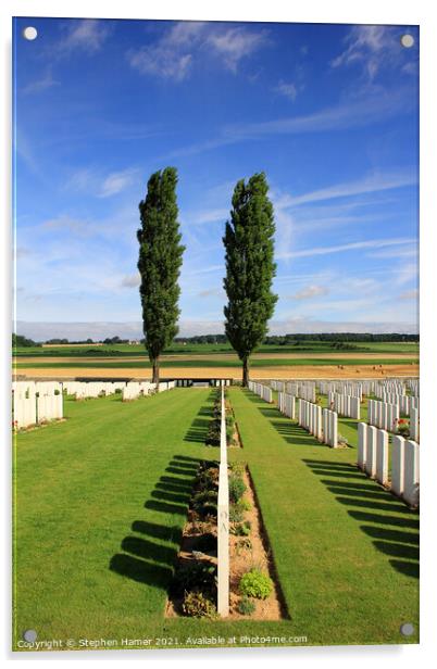 Somme War Graves Acrylic by Stephen Hamer