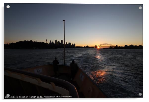 Sunset Sydney Harbour Bridge Acrylic by Stephen Hamer