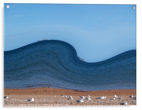 Tsunami and Ships Acrylic by Stephen Hamer