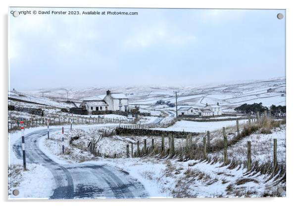 Winter Road, Harwood-in-Teesdale, County Durham, UK Acrylic by David Forster