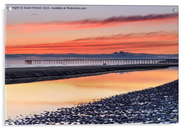 Steetley Pier at Dawn, Hartlepool, County Durham, UK Acrylic by David Forster