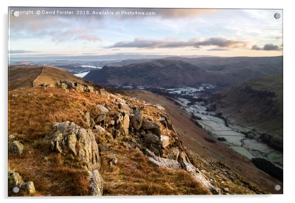 Striding Edge Early Morning Light Acrylic by David Forster