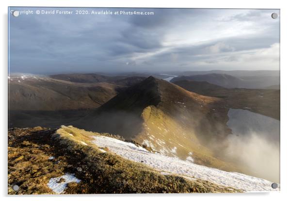 Catstye Cam and Swirral Edge, Lake District Acrylic by David Forster