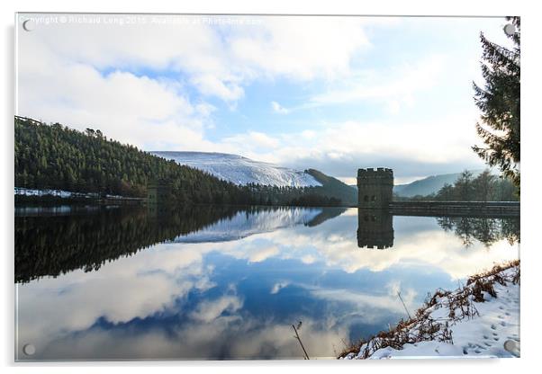 Winter Reflections at The Derwent Dam Acrylic by Richard Long