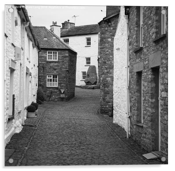 Monochrome view of a street in the village of Dent Acrylic by Richard Long