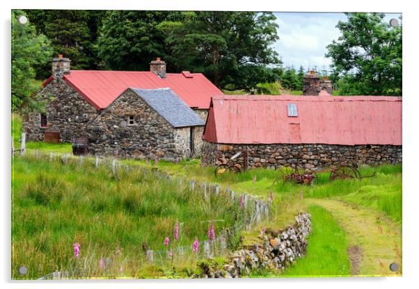 Old Farm Buildings in the Scottish Highlands Acrylic by Richard Long