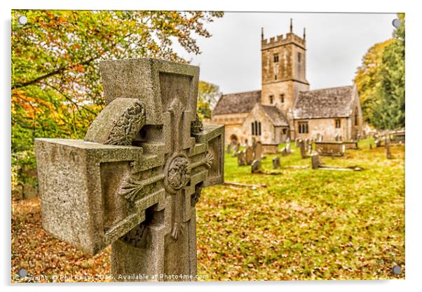 St Eadburgha`s church & graveyard  Acrylic by Phil Reay