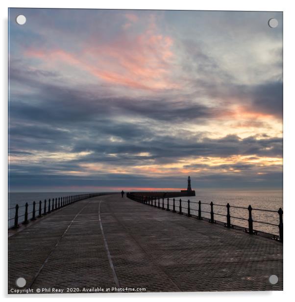 Roker Pier sunrise Acrylic by Phil Reay