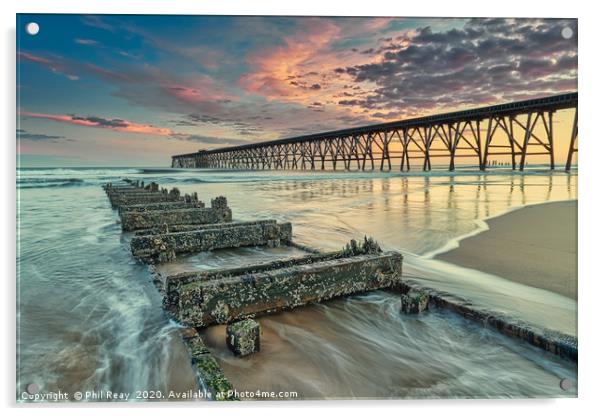 Sunrise at Steetley Pier Acrylic by Phil Reay