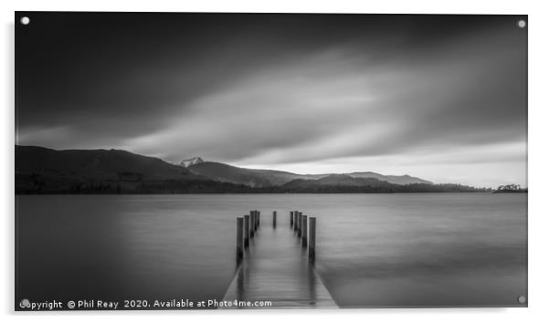 Ashness jetty (also in colour) Acrylic by Phil Reay