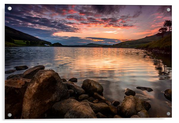  Sunset at Dove Stone Acrylic by David Schofield