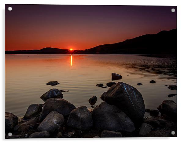  Sunset at Dovestone Acrylic by David Schofield